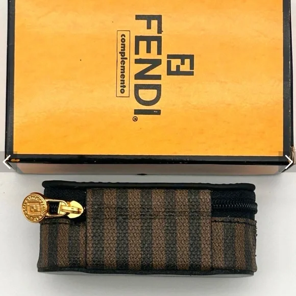 Fendi Black and Brown Striped  with Gold Accent mini case - Picture 2 of 11